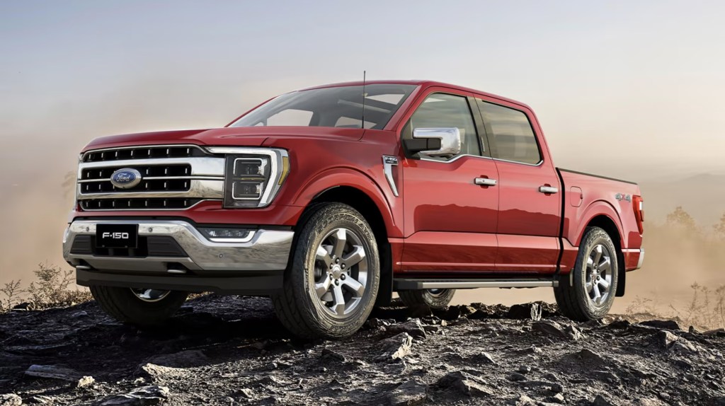 The 2023 Ford F-150 off-roading over rocks