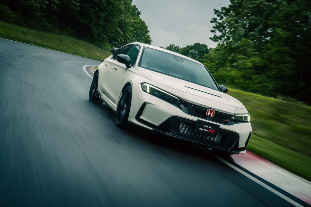 The 2023 Honda Civic Type R driving on a track