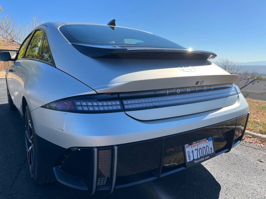 A rear view of the 2023 Hyundai Ioniq 6