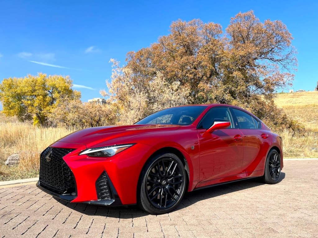 A front corner view of the 2023 Lexus IS 500