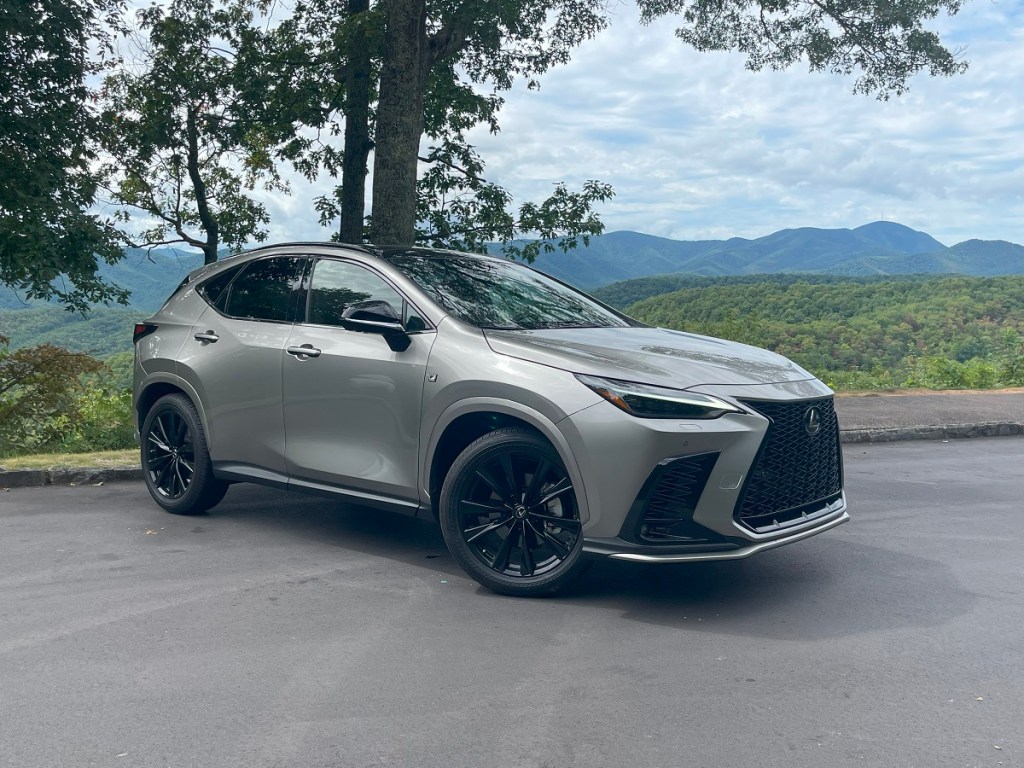 The 2023 Lexus NX 350 parked near a scenic view