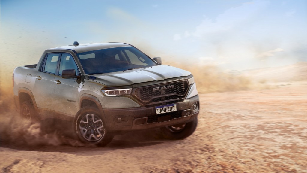 The 2023 Ram Rampage off-roading in dirt