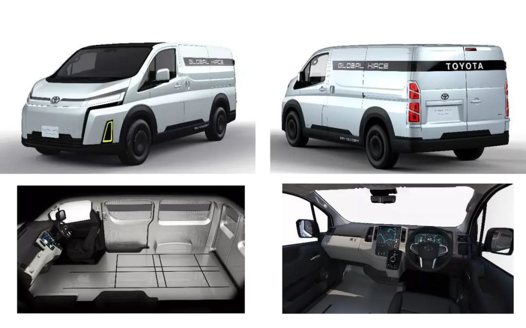 Several images of the Toyota Global Hiace BEV concept van 