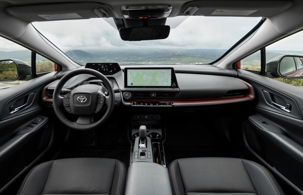 A front interior view of the 2023 Toyota Prius Prime