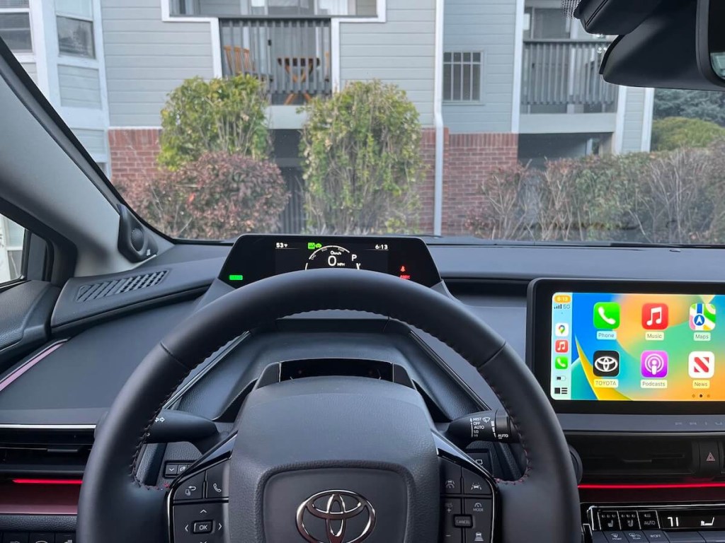 A view of the obstructed instrument panel in the 2023 Toyota Prius Prime