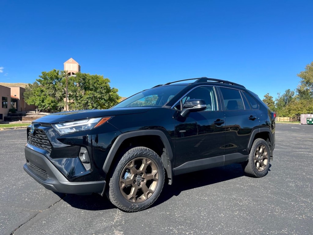 A front corner view of the 2023 Toyota RAV4 Woodland