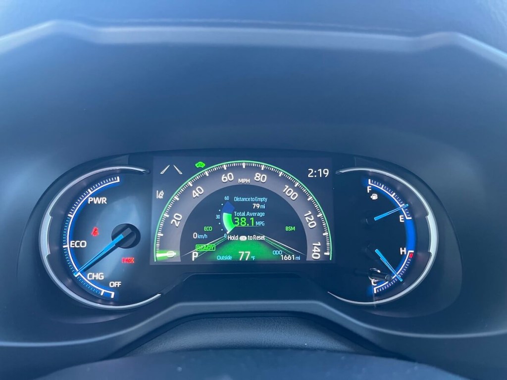 The instrument panel in the 2023 Toyota RAV4 Woodland