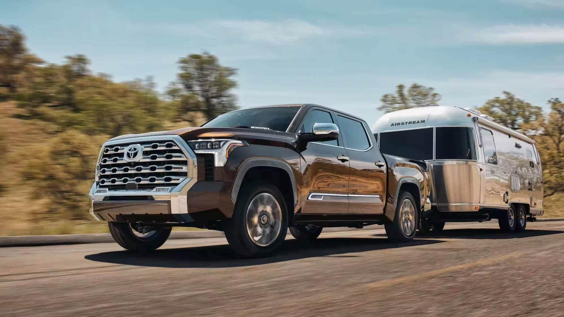 The 2023 Toyota Tundra towing a camper