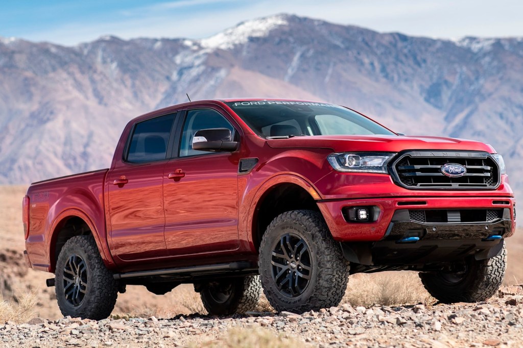 The 2023 Ford Ranger off-roading near mountains