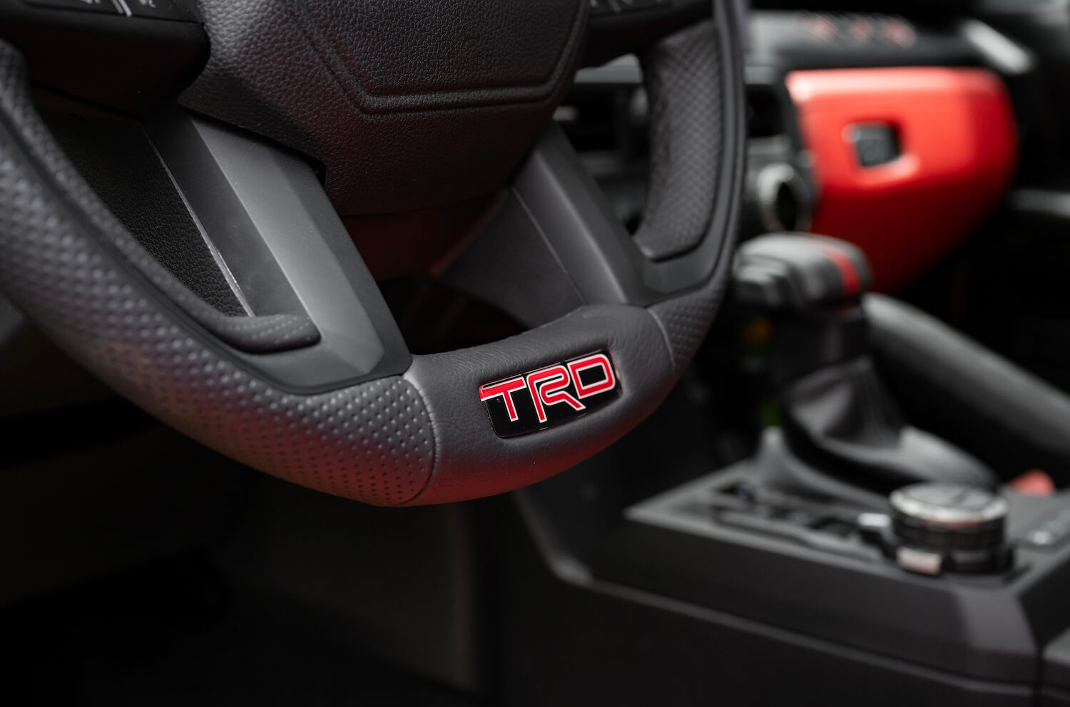 Toyota Tacoma TRD Pro steering wheel.