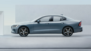 A side profile promotional shot of a 2024 Volvo S60 sports sedan/compact executive car model