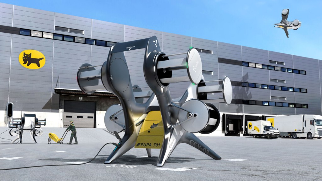 Cyclotech cargo vessel 3/4 view at facility