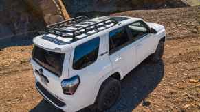 2024 Toyota 4Runner TRD Pro with a roof rack in Ice Cap White paint color