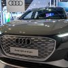 The Audi Q4 e-tron made by German automotive manufacturer Audi AG on display at the Audi booth at the Hong Kong International MotorXpo. Audi sales are up and down this year.