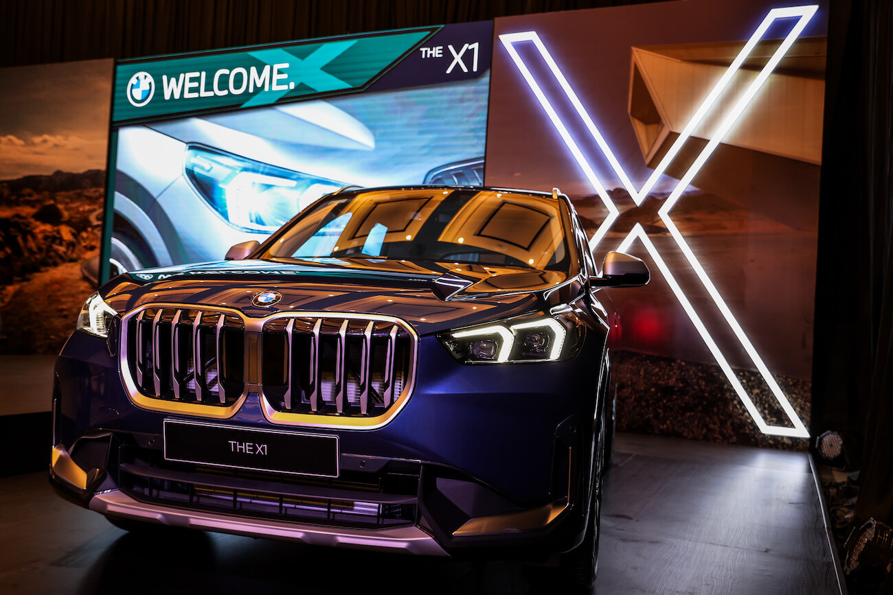 BMW X1 SUV is displayed during the launch in Jakarta, Indonesia. The BMW X1 and Range Rover Evoque are comparable models.