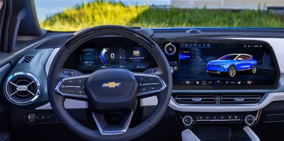 The interior of a 2024 Chevrolet Equinox EV electric SUV. 