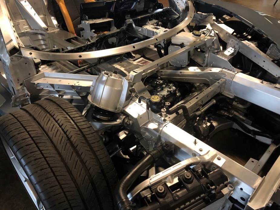 A cutaway view of the 2024 Chevrolet Corvette E-Ray reveals why it's the fastest stock Chevy car ever: an AWD hybrid V8 platform.