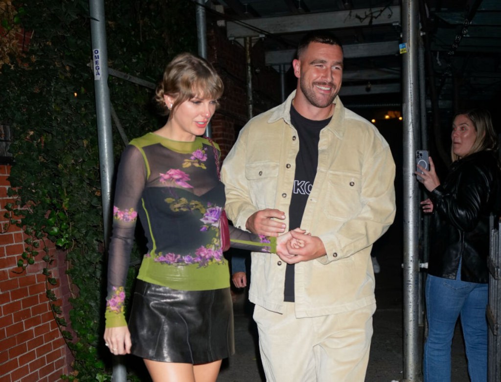 Taylor Swift and Travis Kelce on October 15, 2023 in New York City