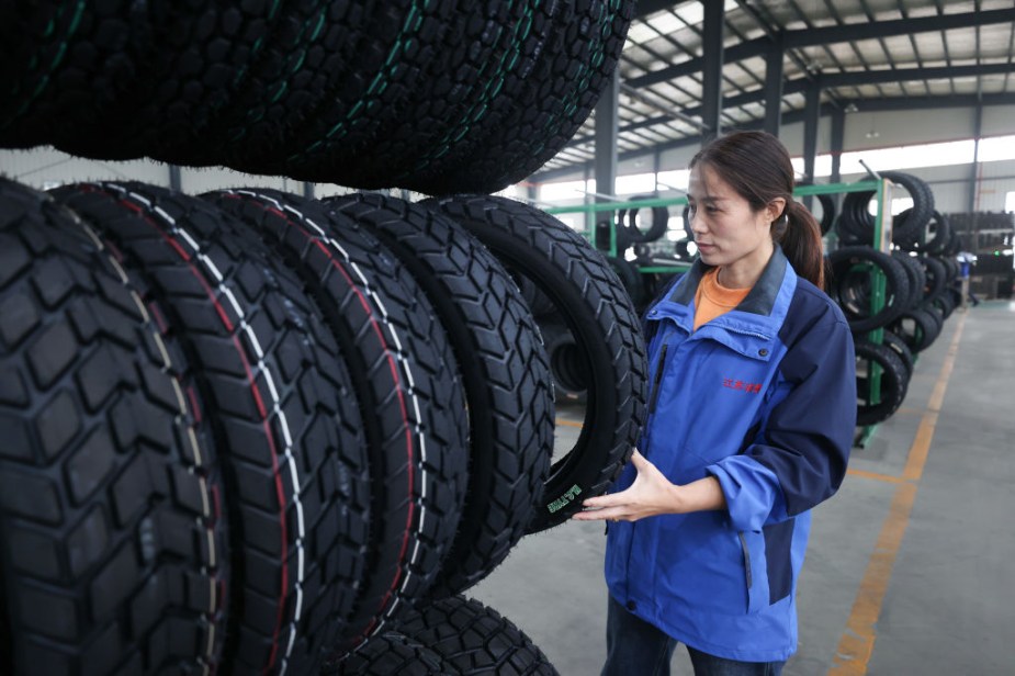 Tires in a factory