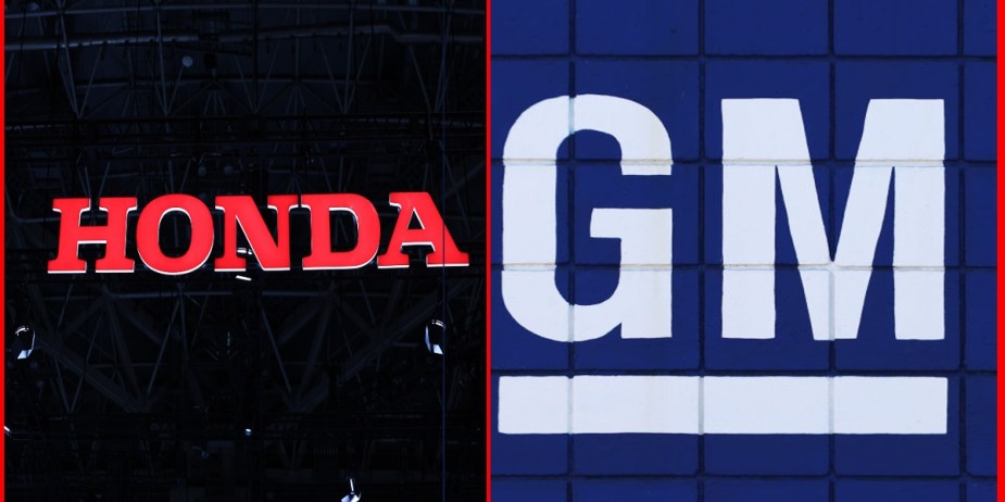 Honda logo (L), GM logo (R).