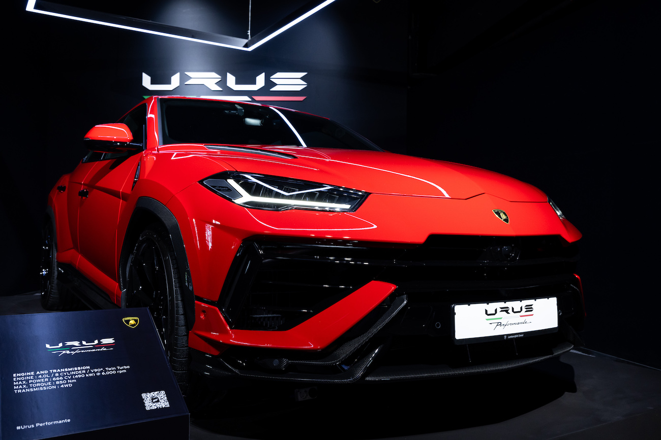 A red Lamborghini Urus at the company's event to mark the automaker's 60th anniversary in Seoul. Luxury car prices for the Urus aren't advertised on the site.