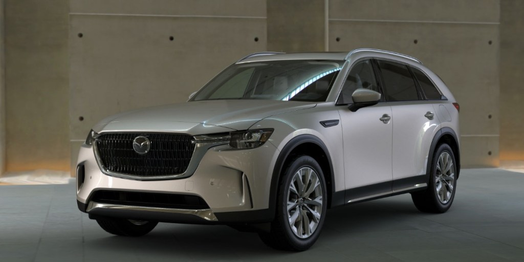 A 2024 Mazda CX-90 in Platinum Quartz Metallic.