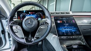 The interior of a Mercedes-Benz S-Class. Mercedes-Benz is inching closer to self-driving cars.