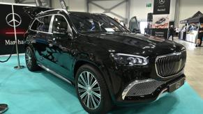 A Mercedes Maybach GLS 600 on display at an auto show.