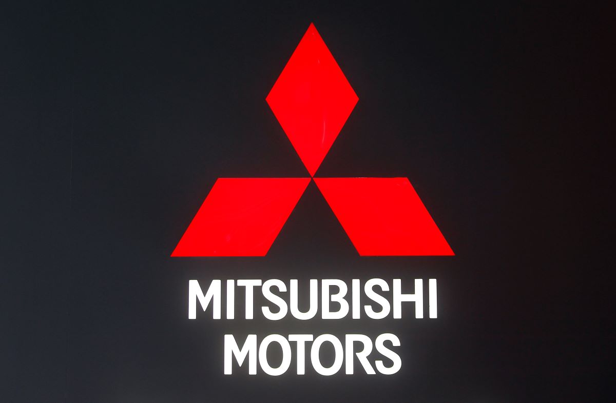 The Mitsubishi Motors logo during press day at the 86th Geneva International Motor Show in Switzerland