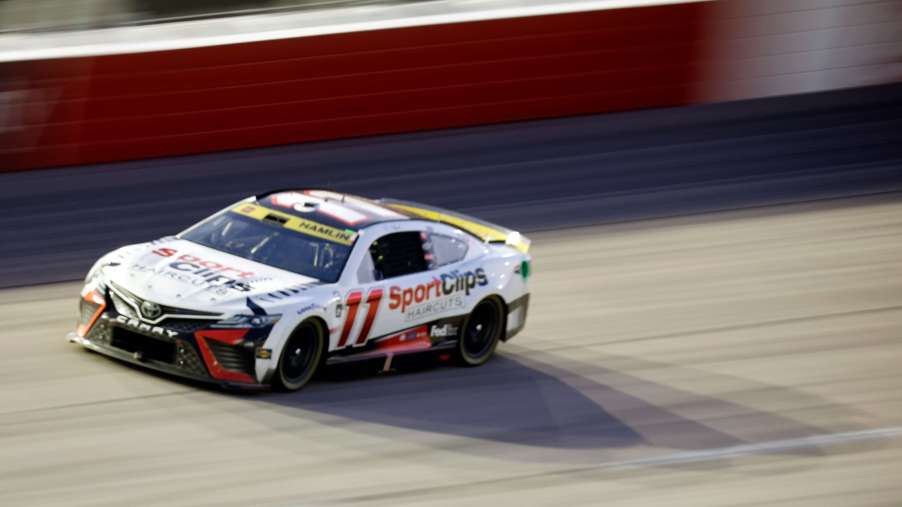 Denny Hamlin drives the NASCAR Next Gen car at the Cook Out Southern 500 in September 2023