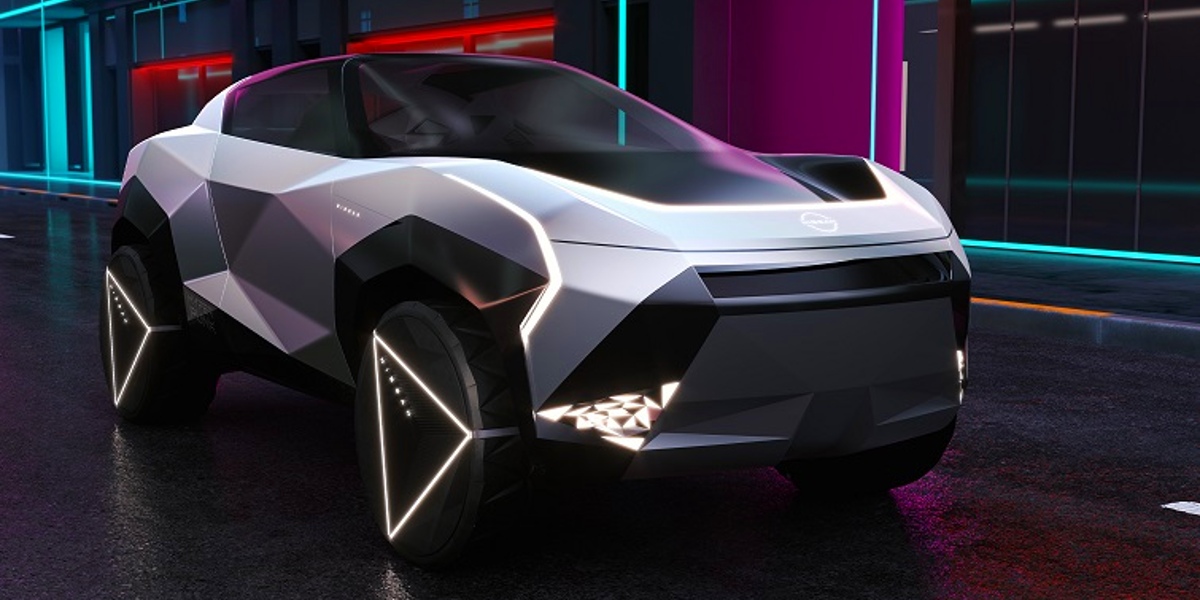 A gray Nissan Hyper Punk electric compact crossover concept.
