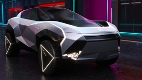 A gray Nissan Hyper Punk electric compact crossover concept.
