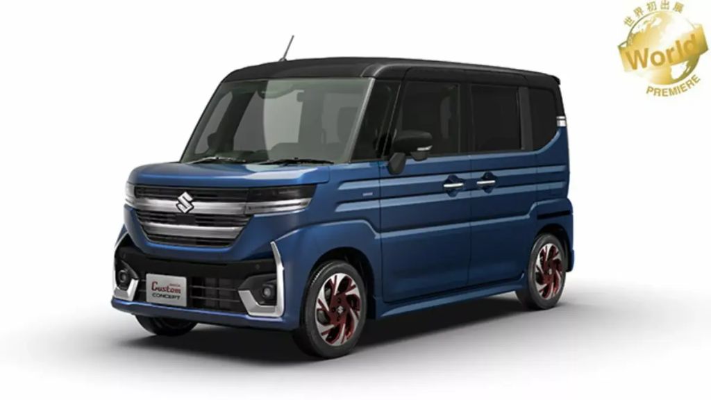 Blue and black Suzuki Spacia kei van