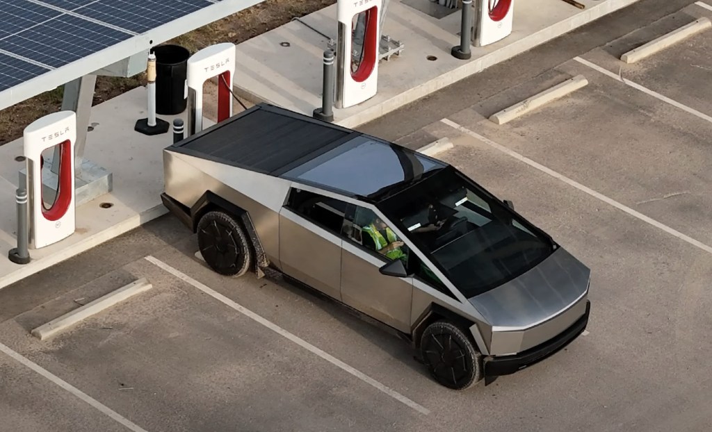 The Tesla Cybertruck at a charging station