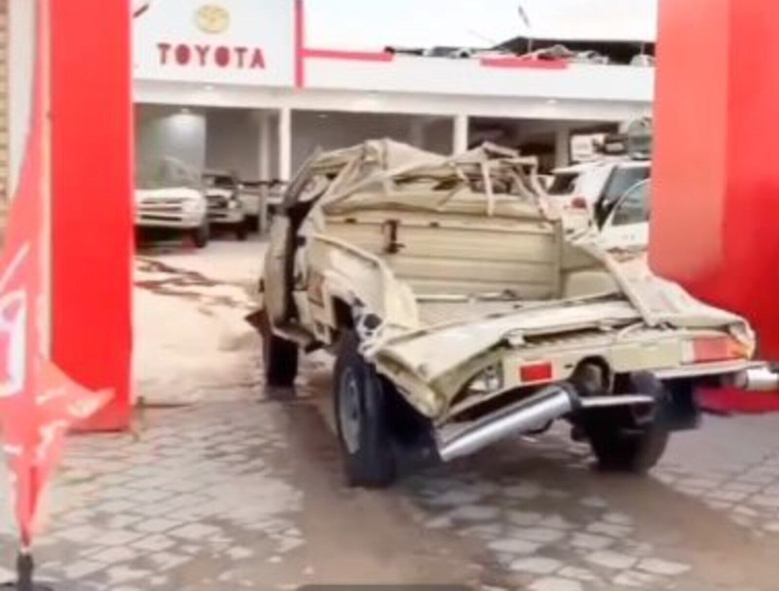 1984 Toyota Land Cruiser Series 70 truck after rolling down a mountain.