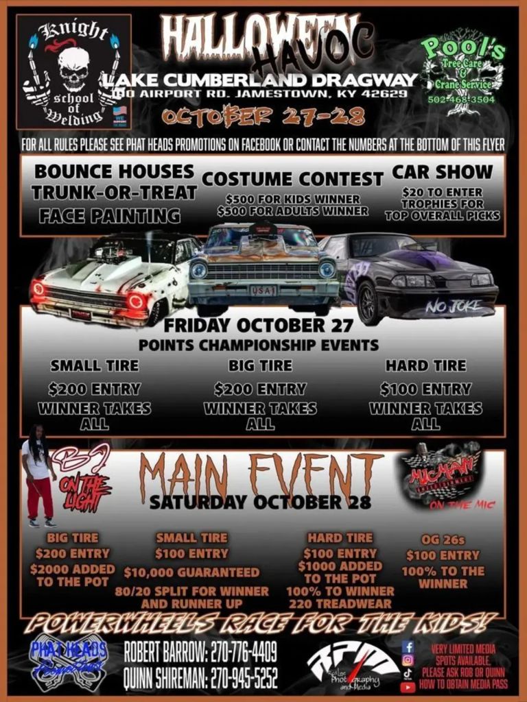 Cumberland Dragstrip revival announcement for October 28-29