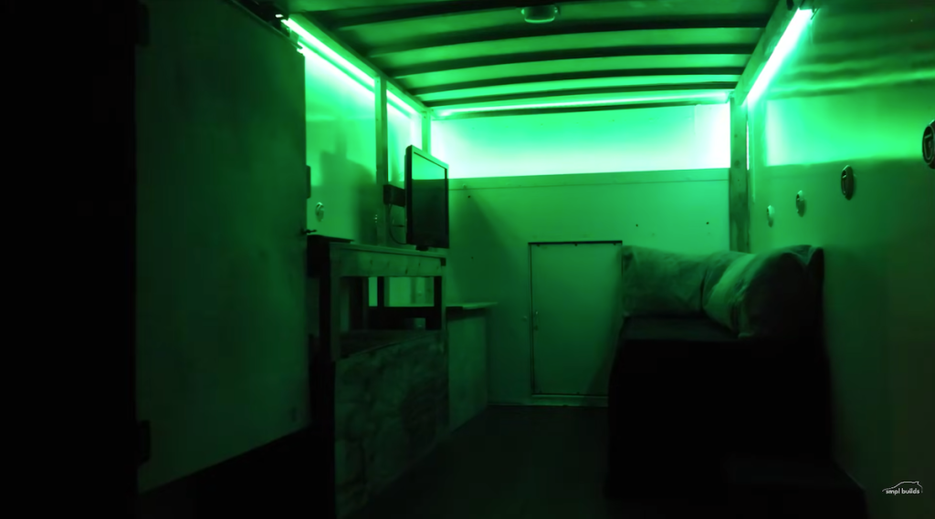 The inside of the finished box truck camper