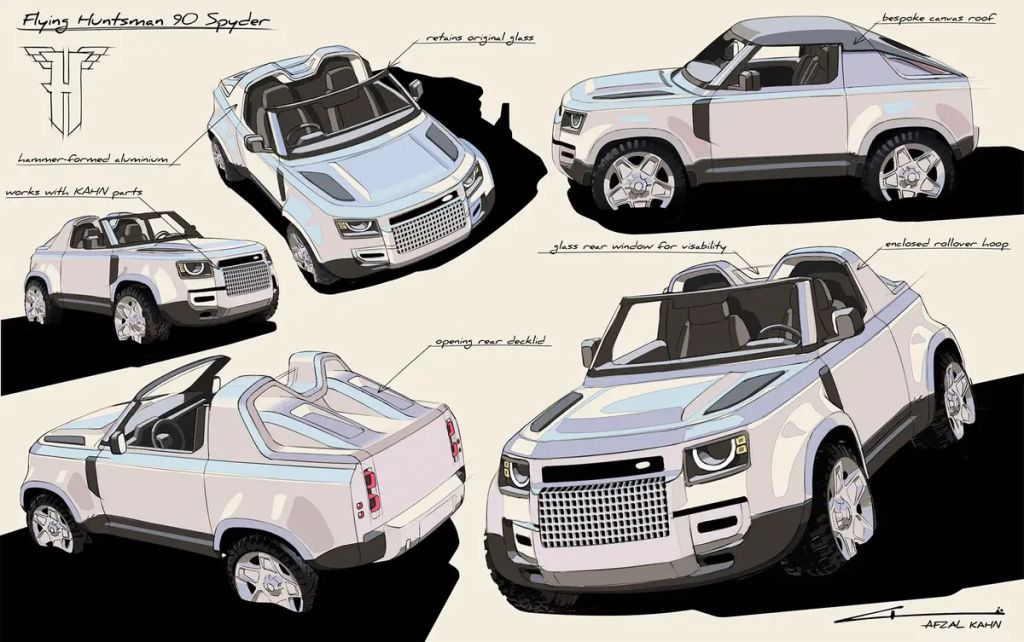 Five Kahn Design Land Rover Defender 90 Spyder sketches