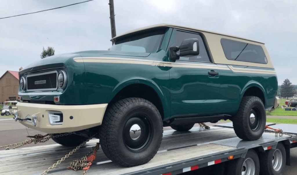 International Scout made from Nissan Titan on trailer