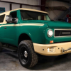 Green and cream International Scout made from Nissan Titan