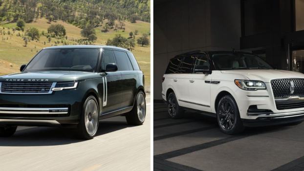 The 2024 models of the 2024 Land Rover Ranger Rover Autobiography (L) and 2024 Lincoln Navigator Black Label (R)