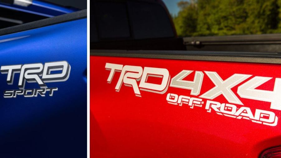 A 2024 Toyota Tacoma TRD Sport (L), and a 2016-2017 Toyota Tacoma TRD Off-Road (R)