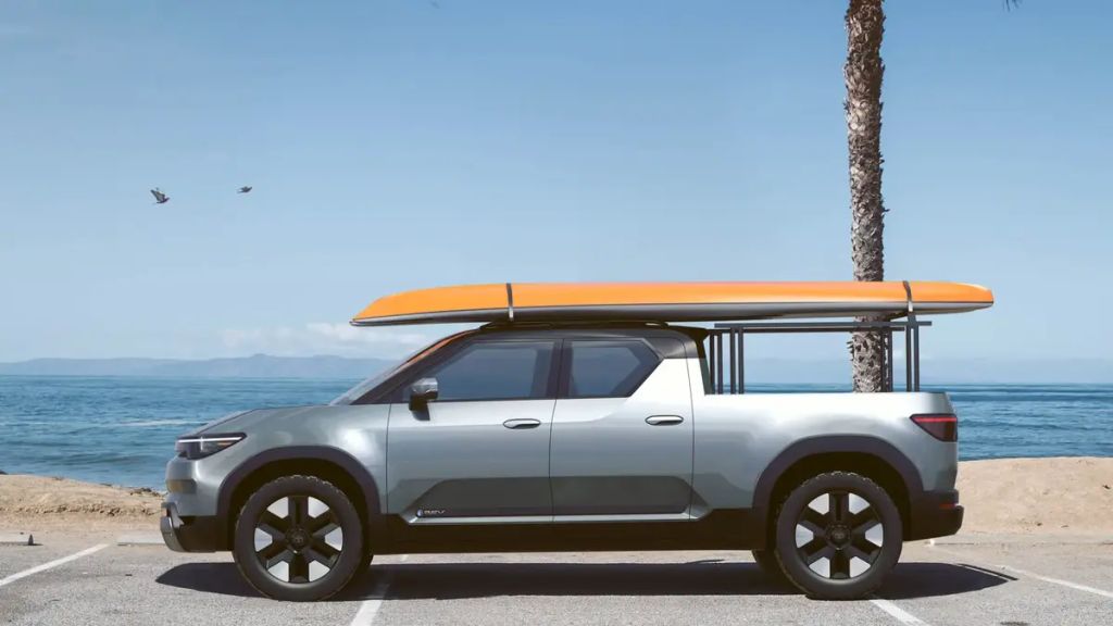 Toyota EPU concept EV minitruck with yellow surfboard
