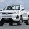 White Toyota Hilux REVO BEV concept in motion