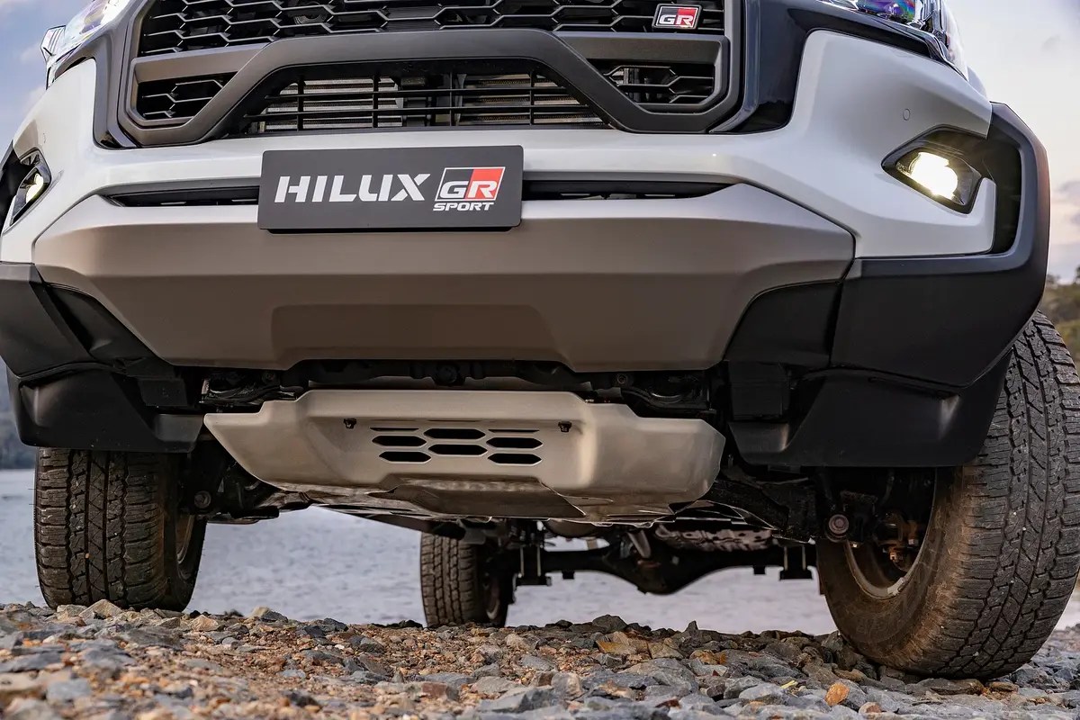 2024 Toyota HiLux pickup suspension and skid plate
