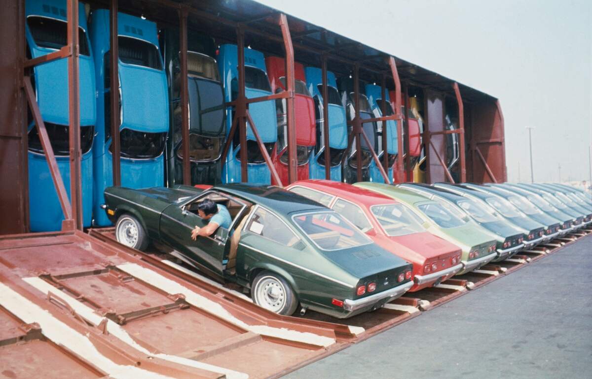 1971 Chevy Vega models on a car carrier
