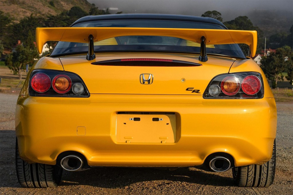 Yellow 2009 Honda S2000 CR taillights and model-specific wing
