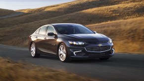 A front driving view of the 2017 Chevrolet Malibu