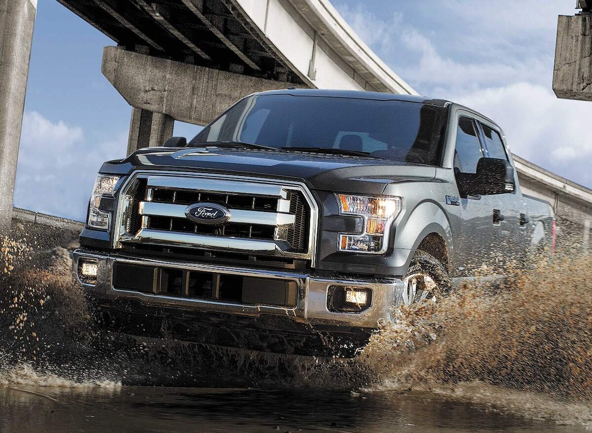 2017 Ford F-150 XLT emerging from the water