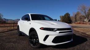 A front corner view of the 2023 Dodge Hornet